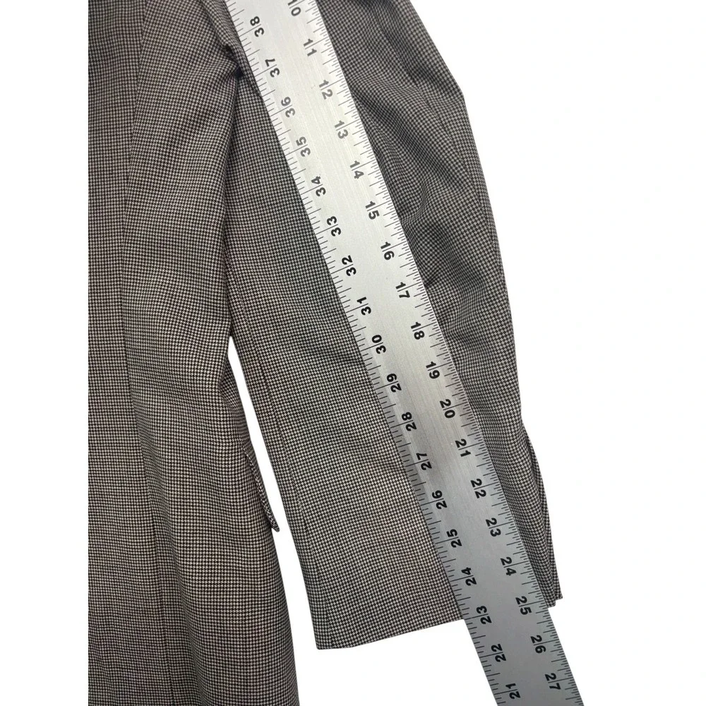 vtg 90s Double Breasted 42R 34x29 Black White Micro Houndstooth 2pc Pant Suit